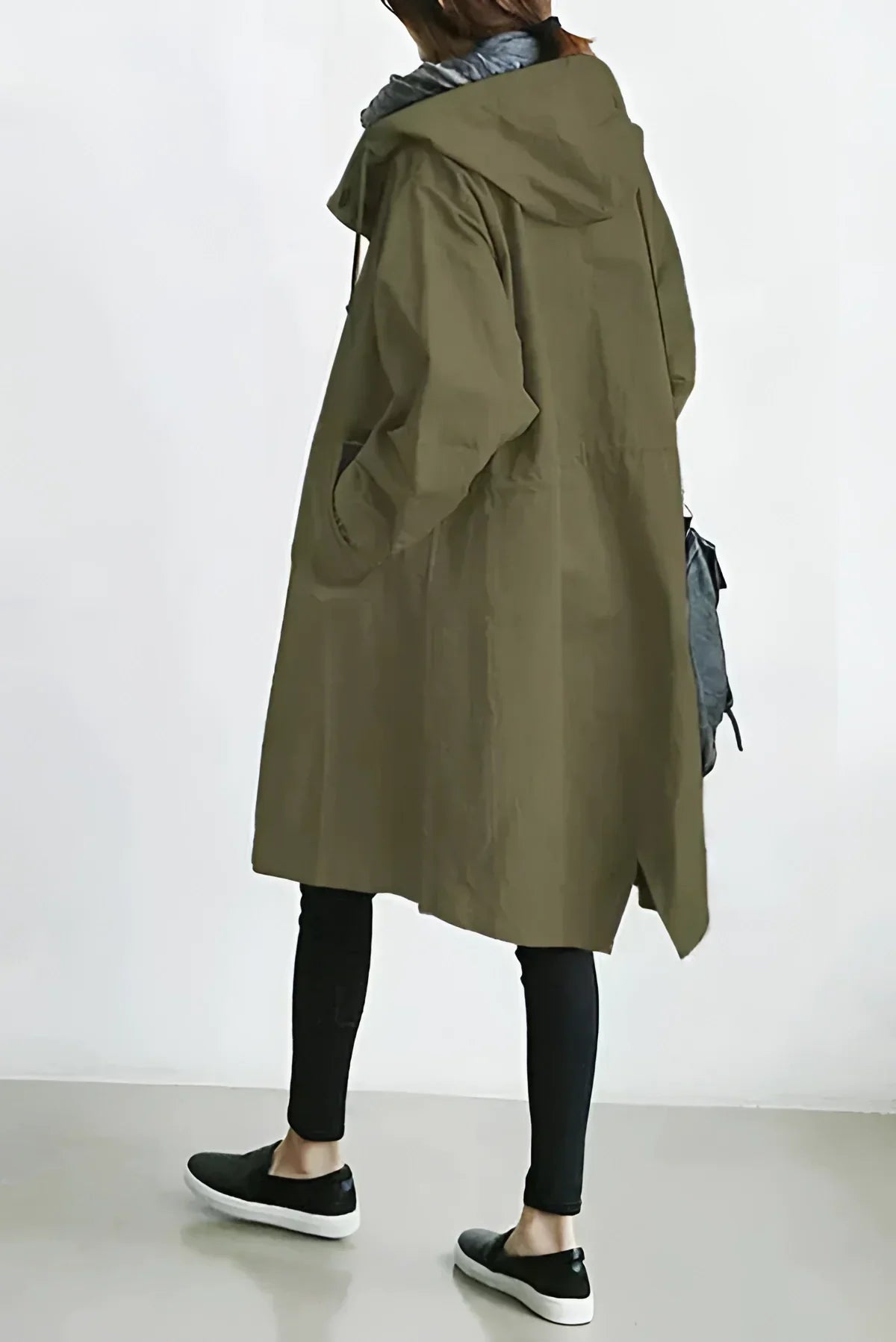 Women's Hooded Raincoat, Long Oversized Water-Repellent