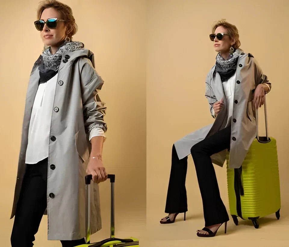 Women's Hooded Raincoat, Long Oversized Water-Repellent