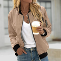 Ribbed Collar Bomber Jacket for Women, Zip Front 5