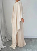Women's Pleated Cape Maxi Dress Wedding Guest Formal 2