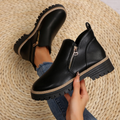 Chunky Sole Gold Zip Ankle Boots for Women 3