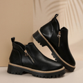 Chunky Sole Gold Zip Ankle Boots for Women 4
