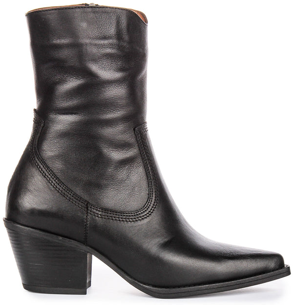 Luisa | Black Cowboy Ankle Boots for Women