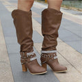 Studded Strap Slouchy Knee-High Boots for Women 2