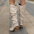 Studded Strap Slouchy Knee-High Boots for Women 4