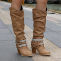Studded Strap Slouchy Knee-High Boots for Women 5