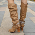 Studded Strap Slouchy Knee-High Boots for Women 6