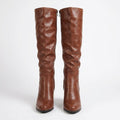 Brown Chunky Heel Knee-High Boots for Women 4