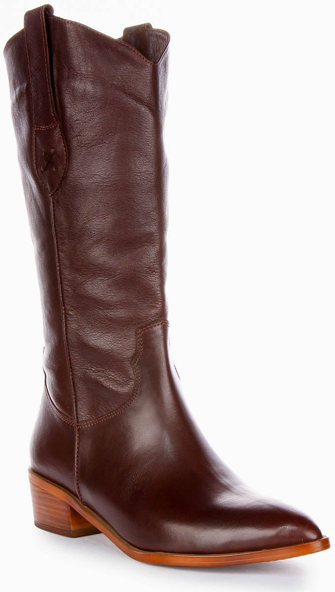 Anna | Brown Cowboy Mid-Calf Boots for Women