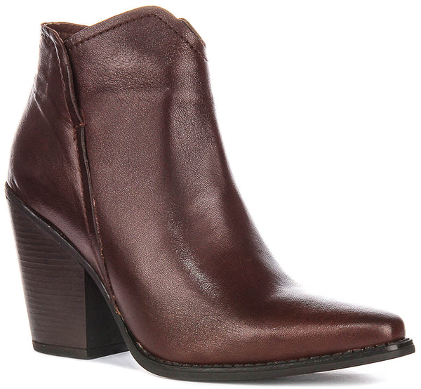 Willow | Dark Brown Cowboy Ankle Boots for Women