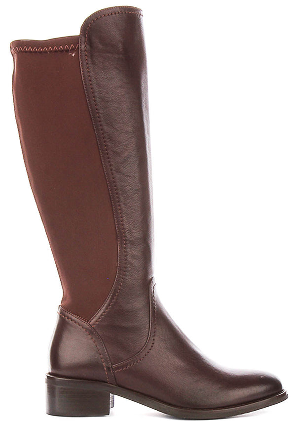 Ashley | Brown Elasticated Riding Boots for Women