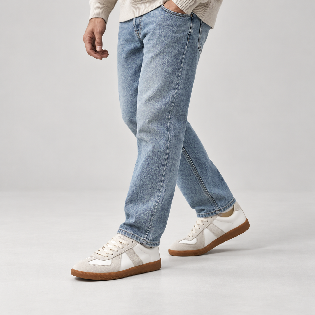 Men's Retro Trainers, Lightweight Lace-Up Gum Sole