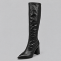 Pointed Toe Chunky Heel Knee-High Boots for Women 2