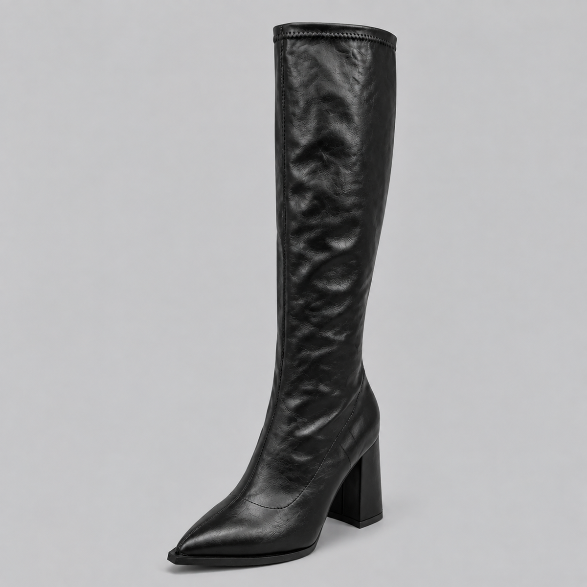 Women's Pointed Toe Knee High Boots, Chunky Block Heel
