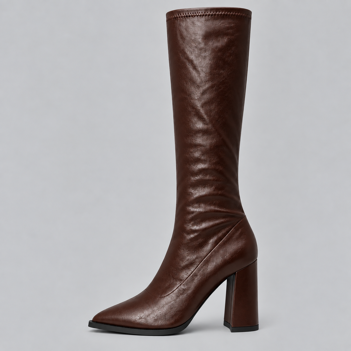 Women's Pointed Toe Knee High Boots, Chunky Block Heel