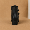 Leather Ankle Boots with Leaf Detail and Block Heel 3