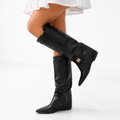 Pointed Toe Gold Hardware Knee-High Boots for Women 3