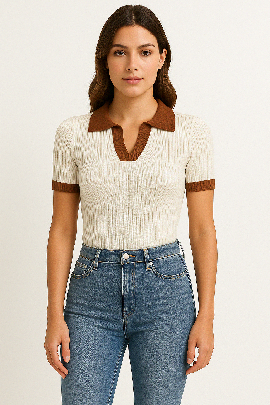Almudena | Chic Women's Knit Short Sleeve Polo
