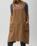 Women's Cotton Linen Apron Dress with Pockets 1