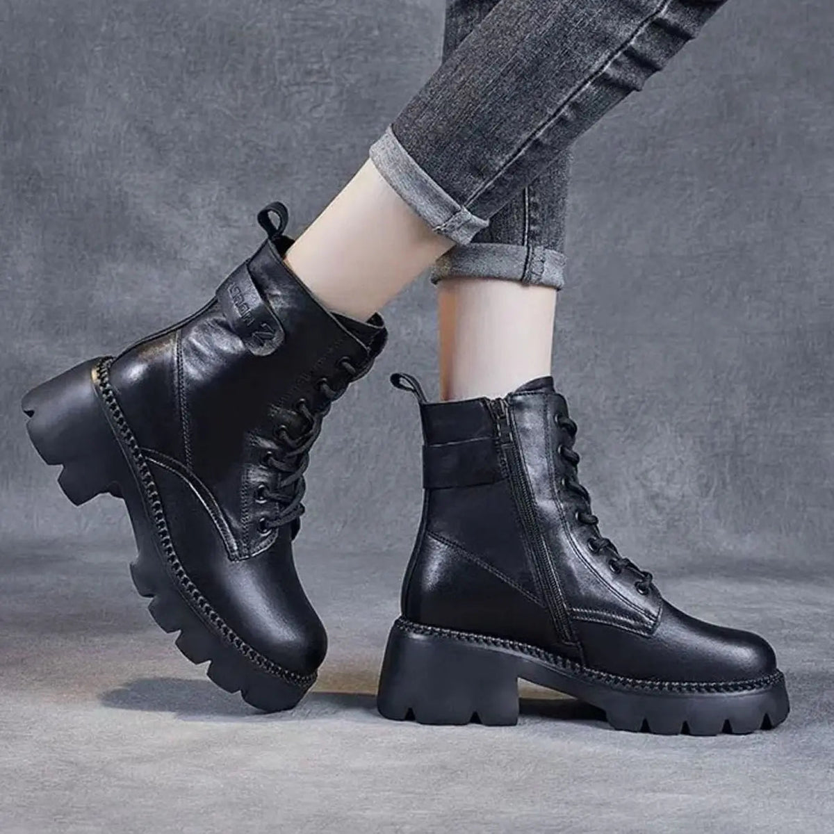 Chunky Lug Sole Platform Ankle Boots for Women