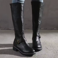 Buckle Strap Lug Sole Knee-High Boots for Women 2