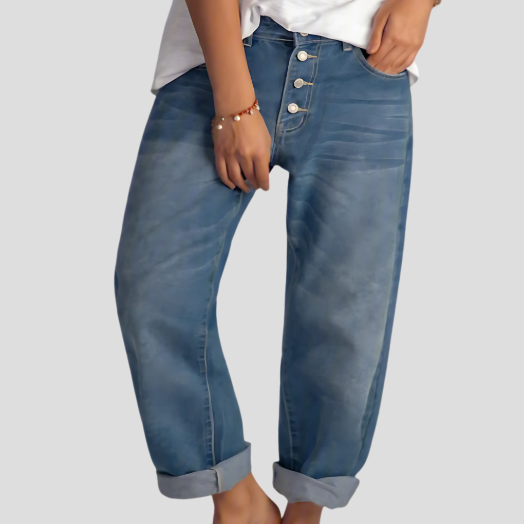 Women's Wide Leg Jeans, High Waisted Button Fly