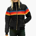 Colorblock Quilted Puffer Jacket for Women, Hooded 5