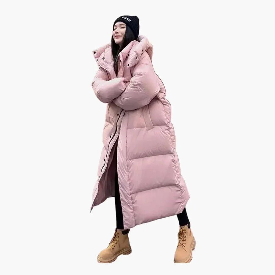 Yvette | Long Oversized Quilted Puffer Jacket with Hood for Women