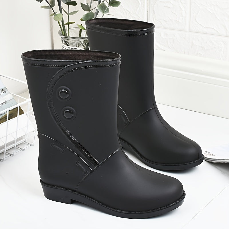 Women's Lightweight Wellington Boots, Mid-Calf Non-Slip