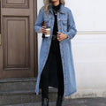Longline Denim Jacket for Women, Button Front 1