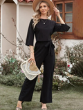 Harlene | Chic Women's Scuba Knit Wide Leg Jumpsuit 1