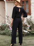 Harlene | Chic Women's Scuba Knit Wide Leg Jumpsuit 2