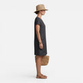 Women's Linen Shift Midi Dress Short Sleeve with Pockets 2