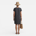 Women's Linen Shift Midi Dress Short Sleeve with Pockets 3
