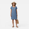 Women's Linen Shift Midi Dress Short Sleeve with Pockets 5