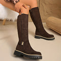 Lug Sole Buckle Knee-High Boots for Women 6