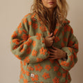 Honora | Floral Teddy Fleece Half-Zip Jacket for Women 6