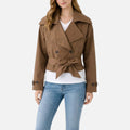 Notch Collar Trench Jacket for Women, Belted Bow 5