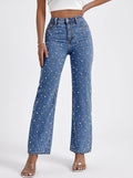 Women's Boyfriend Jeans, Pearl Embellished Straight Leg 1