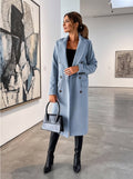 Long Double-Breasted Wool Trench Coat for Women 3