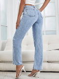 Women's Boyfriend Jeans, Pearl Embellished Straight Leg 7