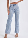 Women's Boyfriend Jeans, Pearl Embellished Straight Leg 4
