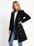 Double-Breasted Midi Wool Peacoat for Women 2