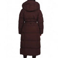 Women's Long Puffer Coat, Hooded Maxi with Tie Belt 7