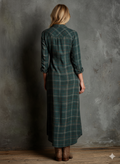 Plaid Lapel Single-Breasted Shirt Maxi Dress 4