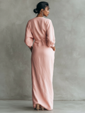 Women's Linen Maxi Wrap Dress V-Neck Relaxed 2