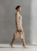 Women's Beige Cable Knit Off-Shoulder Mini Dress 5