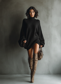 Caramel Brown Vintage Knit Mini Dress for Women 4