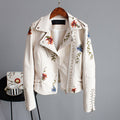 Women's Embroidered Moto Jacket with Floral Details 3