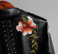 Women's Embroidered Moto Jacket with Floral Details 6